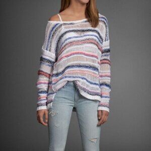 Abercrombie Multicolored Slouchy Striped Knit Open Stitch Sweater | Indie Sleaze